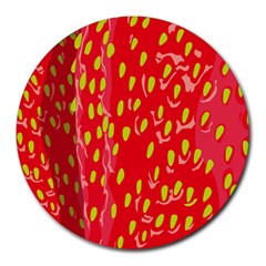 Fruit Seed Strawberries Red Yellow Frees Round Mousepads