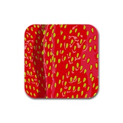 Fruit Seed Strawberries Red Yellow Frees Rubber Square Coaster (4 pack) 