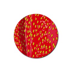 Fruit Seed Strawberries Red Yellow Frees Rubber Coaster (Round) 