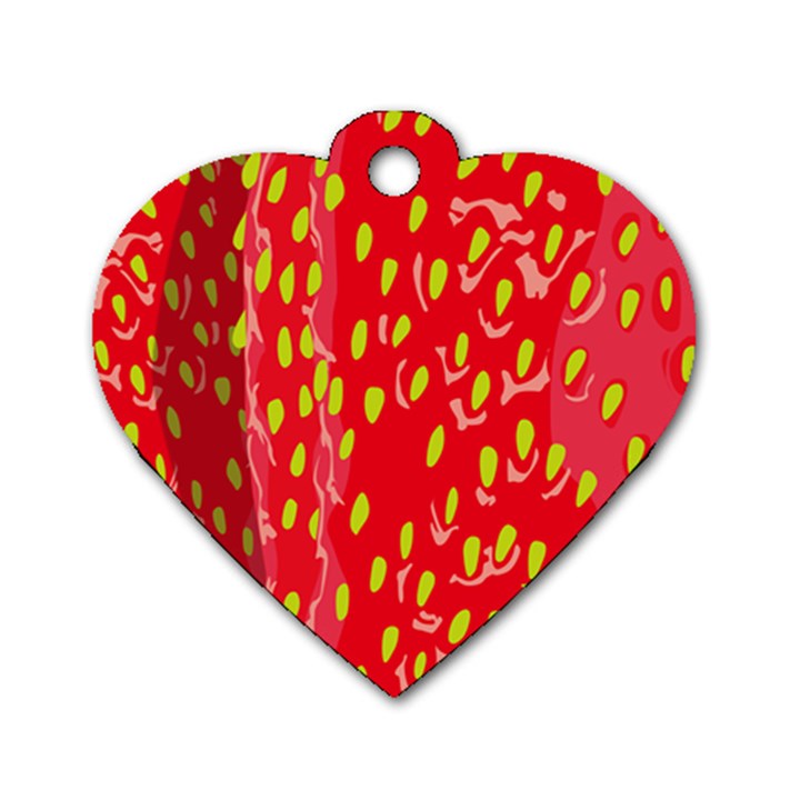 Fruit Seed Strawberries Red Yellow Frees Dog Tag Heart (Two Sides)