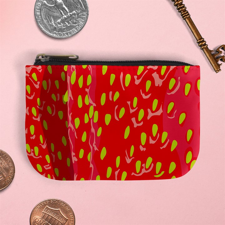 Fruit Seed Strawberries Red Yellow Frees Mini Coin Purses