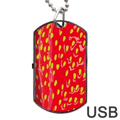 Fruit Seed Strawberries Red Yellow Frees Dog Tag USB Flash (Two Sides)