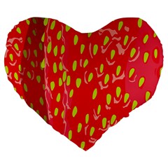 Fruit Seed Strawberries Red Yellow Frees Large 19  Premium Heart Shape Cushions