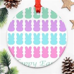 Happy Easter Rabbit Color Green Purple Blue Pink Ornament (round) by Mariart