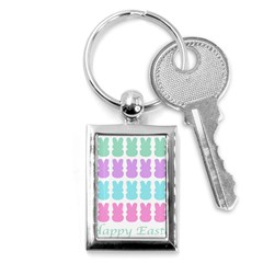 Happy Easter Rabbit Color Green Purple Blue Pink Key Chains (rectangle)  by Mariart