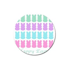 Happy Easter Rabbit Color Green Purple Blue Pink Magnet 3  (round) by Mariart