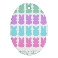 Happy Easter Rabbit Color Green Purple Blue Pink Oval Ornament (two Sides) by Mariart