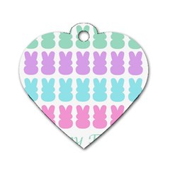 Happy Easter Rabbit Color Green Purple Blue Pink Dog Tag Heart (two Sides) by Mariart