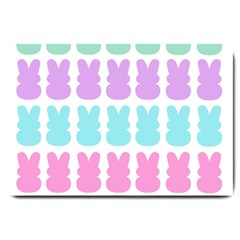 Happy Easter Rabbit Color Green Purple Blue Pink Large Doormat  by Mariart