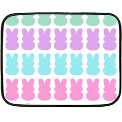 Happy Easter Rabbit Color Green Purple Blue Pink Double Sided Fleece Blanket (mini) 