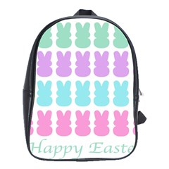 Happy Easter Rabbit Color Green Purple Blue Pink School Bags(large)  by Mariart