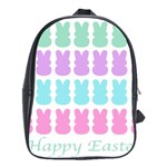 Happy Easter Rabbit Color Green Purple Blue Pink School Bags(Large)  Front