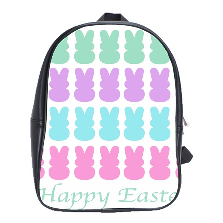 Happy Easter Rabbit Color Green Purple Blue Pink School Bags(Large) 