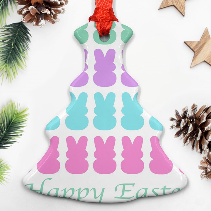 Happy Easter Rabbit Color Green Purple Blue Pink Christmas Tree Ornament (Two Sides)