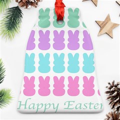 Happy Easter Rabbit Color Green Purple Blue Pink Bell Ornament (two Sides) by Mariart