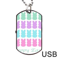 Happy Easter Rabbit Color Green Purple Blue Pink Dog Tag Usb Flash (one Side) by Mariart