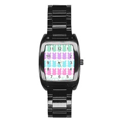 Happy Easter Rabbit Color Green Purple Blue Pink Stainless Steel Barrel Watch by Mariart