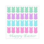 Happy Easter Rabbit Color Green Purple Blue Pink Small Satin Scarf (Square) Front