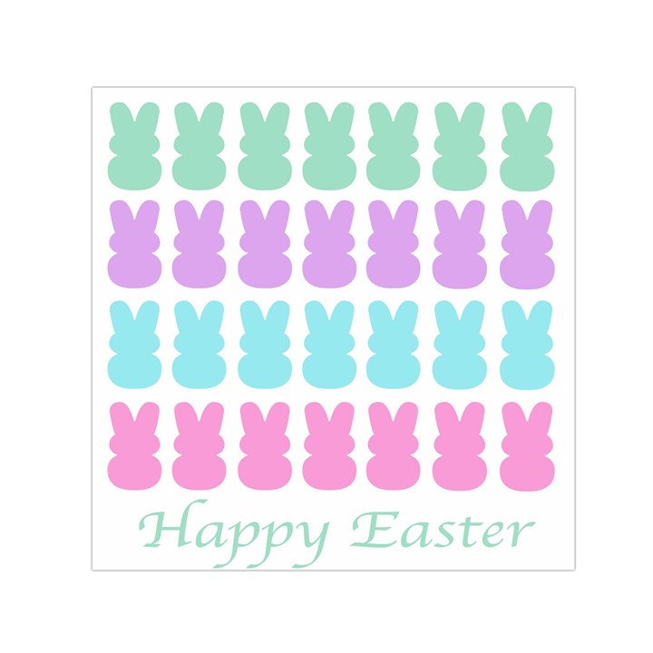 Happy Easter Rabbit Color Green Purple Blue Pink Small Satin Scarf (Square)