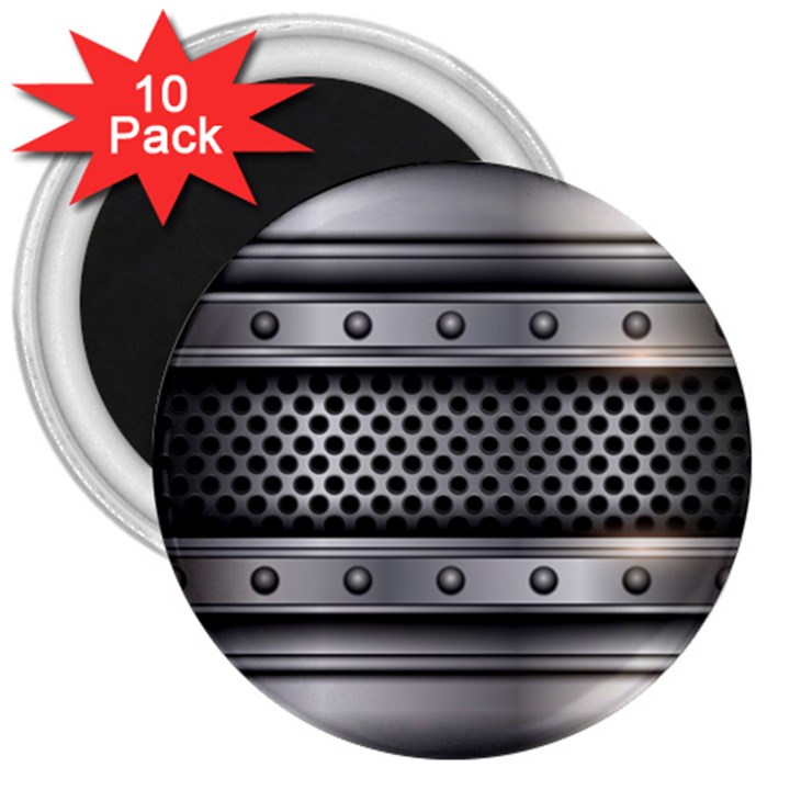 Iron Content Hole Mix Polka Dot Circle Silver 3  Magnets (10 pack) 