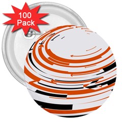 Hole Black Orange Arrow 3  Buttons (100 Pack)  by Mariart