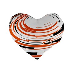 Hole Black Orange Arrow Standard 16  Premium Flano Heart Shape Cushions by Mariart