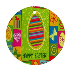 Happy Easter Butterfly Love Flower Floral Color Rainbow Ornament (round) by Mariart