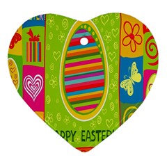 Happy Easter Butterfly Love Flower Floral Color Rainbow Ornament (heart) by Mariart