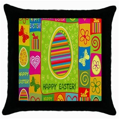 Happy Easter Butterfly Love Flower Floral Color Rainbow Throw Pillow Case (black) by Mariart