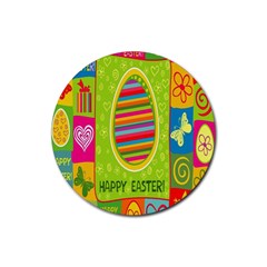 Happy Easter Butterfly Love Flower Floral Color Rainbow Rubber Round Coaster (4 Pack)  by Mariart