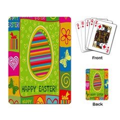 Happy Easter Butterfly Love Flower Floral Color Rainbow Playing Card by Mariart