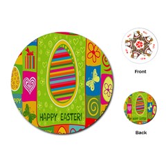 Happy Easter Butterfly Love Flower Floral Color Rainbow Playing Cards (round)  by Mariart