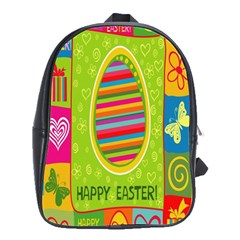 Happy Easter Butterfly Love Flower Floral Color Rainbow School Bags(large)  by Mariart