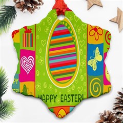 Happy Easter Butterfly Love Flower Floral Color Rainbow Snowflake Ornament (two Sides) by Mariart