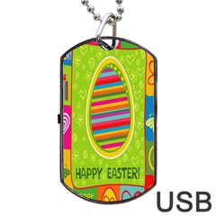 Happy Easter Butterfly Love Flower Floral Color Rainbow Dog Tag Usb Flash (two Sides) by Mariart