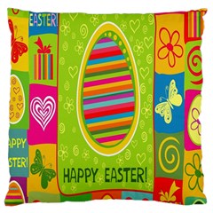 Happy Easter Butterfly Love Flower Floral Color Rainbow Large Cushion Case (one Side) by Mariart