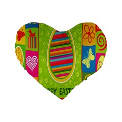 Happy Easter Butterfly Love Flower Floral Color Rainbow Standard 16  Premium Heart Shape Cushions by Mariart