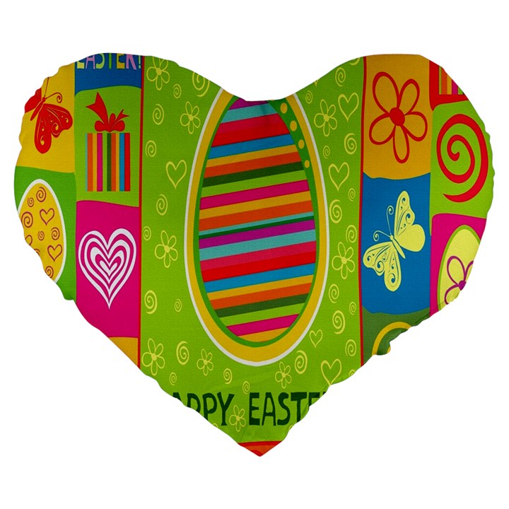 Happy Easter Butterfly Love Flower Floral Color Rainbow Large 19  Premium Heart Shape Cushions