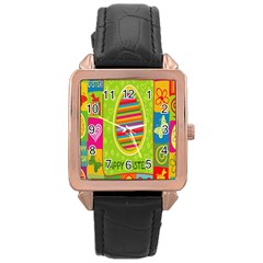 Happy Easter Butterfly Love Flower Floral Color Rainbow Rose Gold Leather Watch  by Mariart