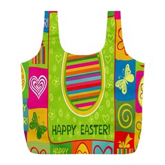 Happy Easter Butterfly Love Flower Floral Color Rainbow Full Print Recycle Bags (l)  by Mariart