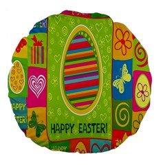 Happy Easter Butterfly Love Flower Floral Color Rainbow Large 18  Premium Flano Round Cushions by Mariart