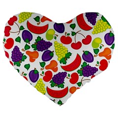 Fruite Watermelon Large 19  Premium Heart Shape Cushions