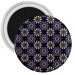 Floral Flower Star Blue 3  Magnets Front