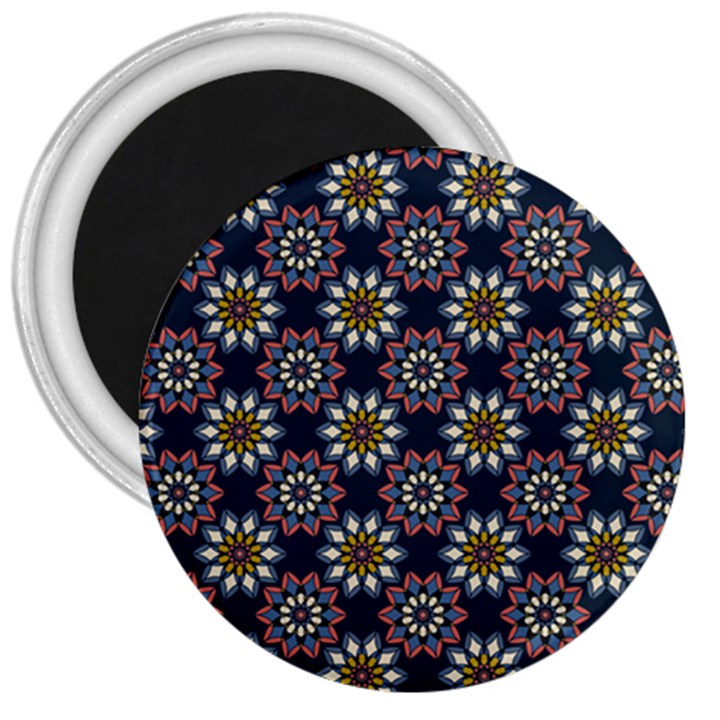 Floral Flower Star Blue 3  Magnets