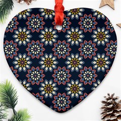 Floral Flower Star Blue Ornament (heart) by Mariart