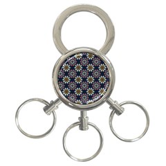 Floral Flower Star Blue 3-ring Key Chains by Mariart