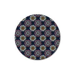 Floral Flower Star Blue Magnet 3  (round) by Mariart