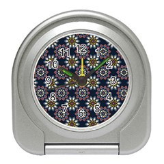 Floral Flower Star Blue Travel Alarm Clocks by Mariart