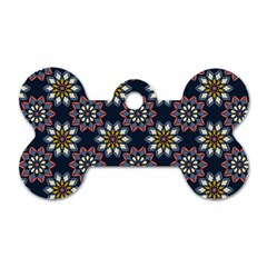 Floral Flower Star Blue Dog Tag Bone (one Side) by Mariart