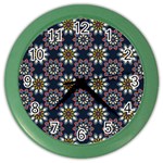 Floral Flower Star Blue Color Wall Clocks Front